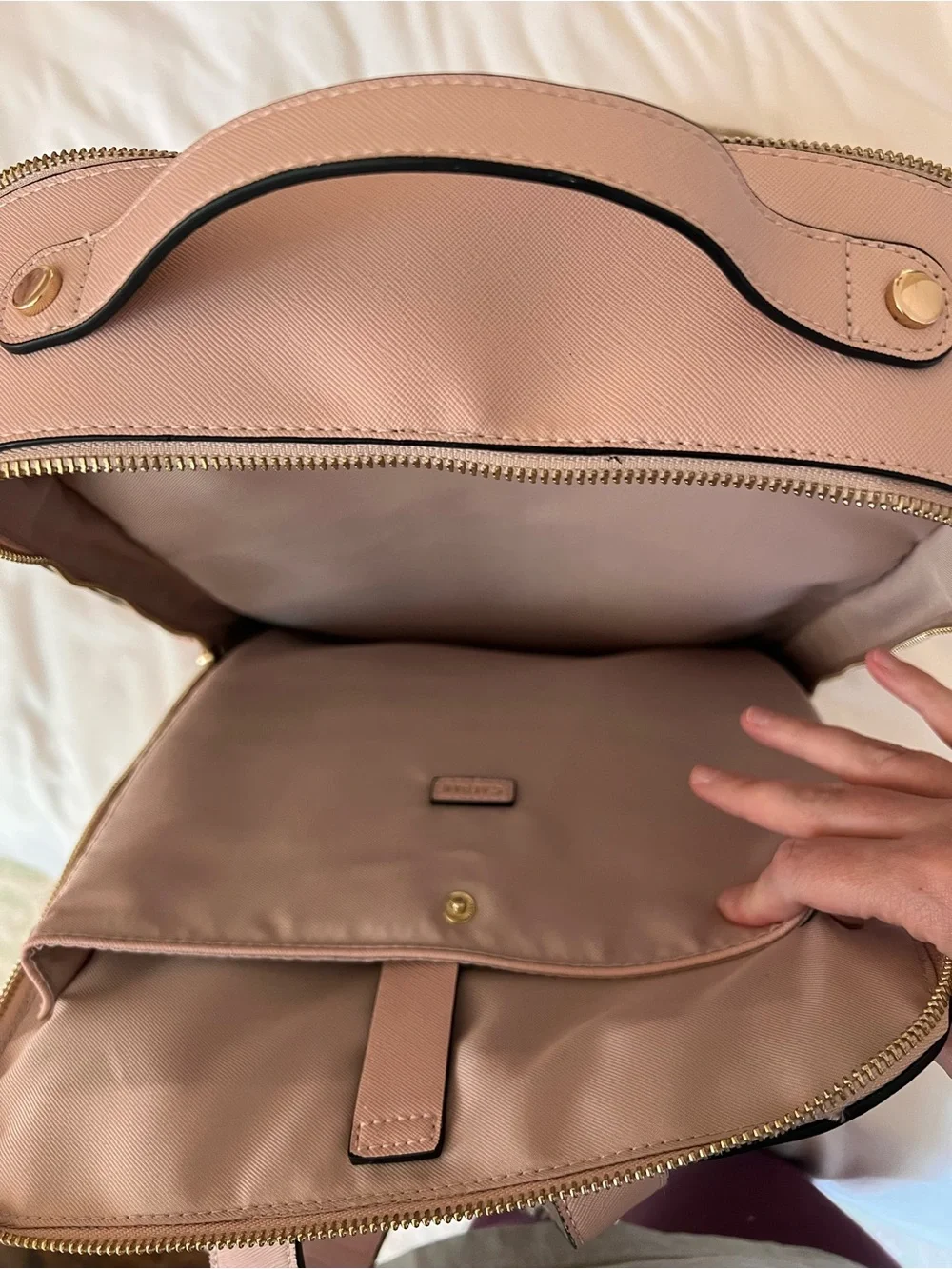 Calpak Pale Pink Structured Backpack with Braided Trim